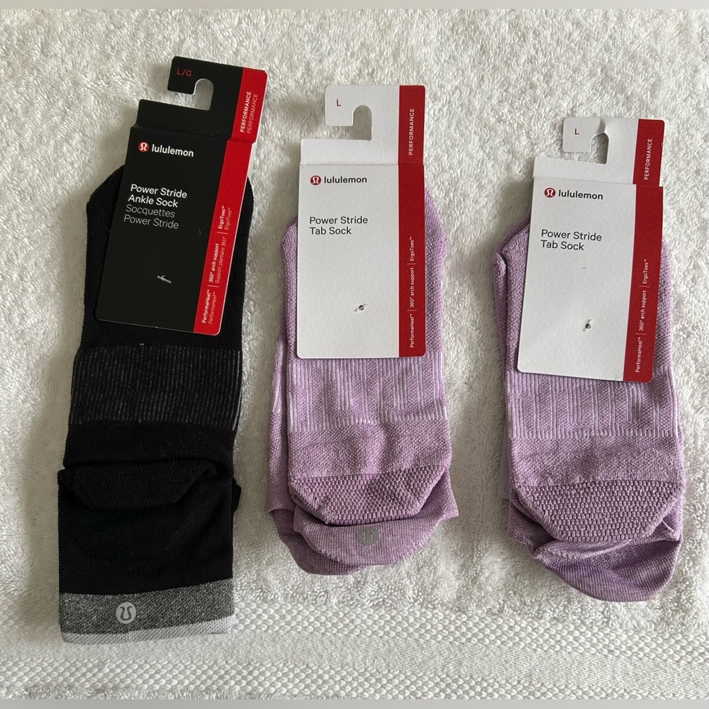 Lululemon 2 Power Stride Tab Sock and 1 Power Stride Ankle Sock